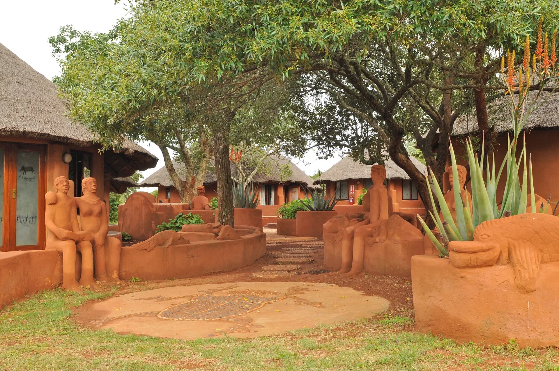 Sculpted courtyard at the Indigenous Knowledge Centre, Leshiba Luvhondo Bush Camp