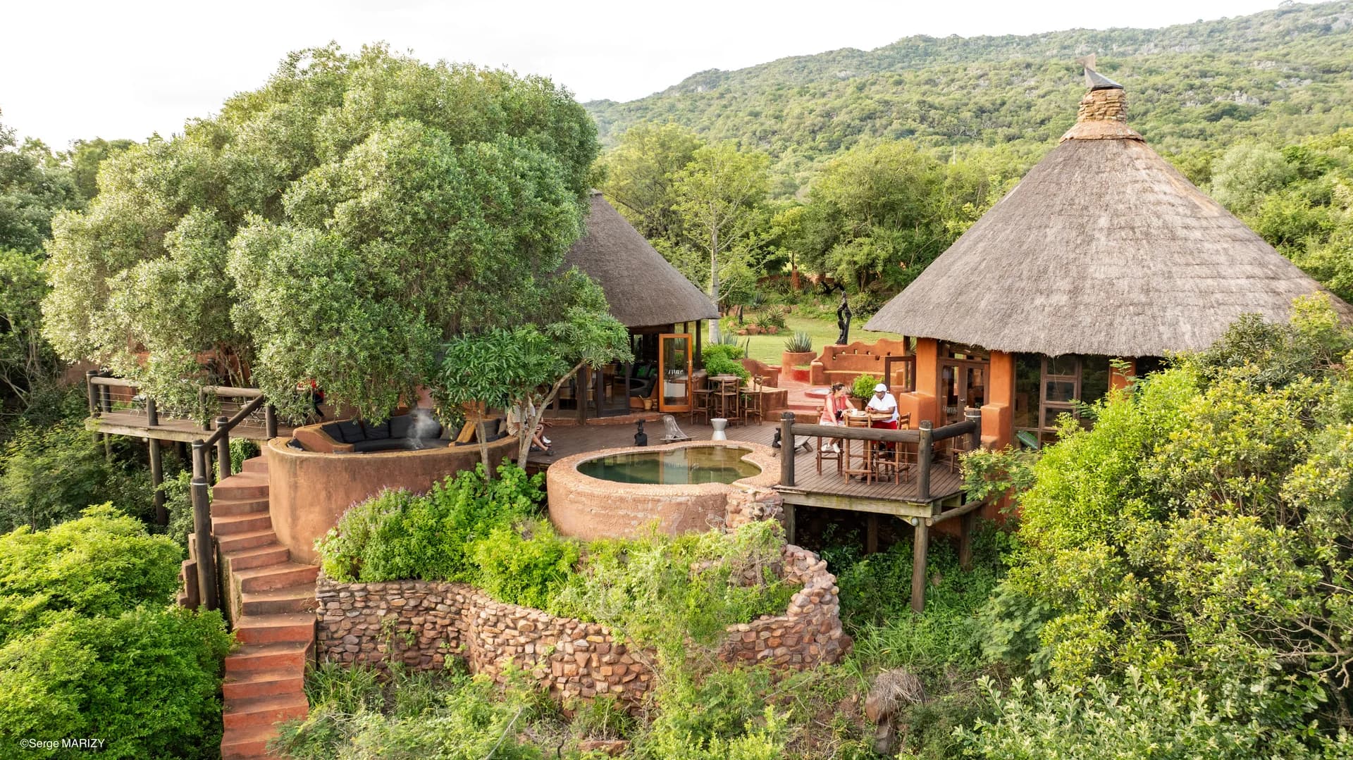 Venda Art Lodge terraces and thatched rooms