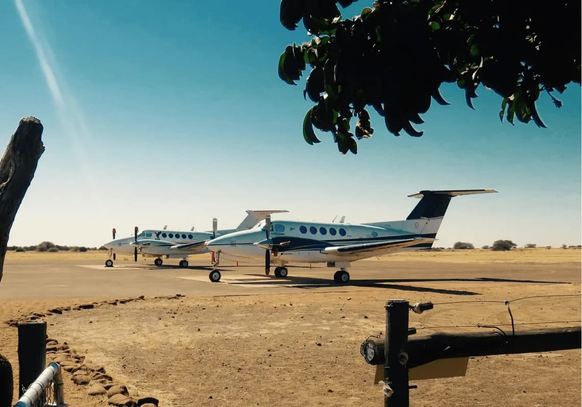 Light aircraft parked on the apron at Limpopo Valley Airfield, Limpopo Valley Access / aviation